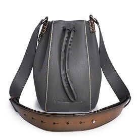【中古】Berluti ベルルッティ ナムソス Namsos PM スモール バケット レザー グレー ブラウン ショルダーバッグ 斜め掛け シルバー金具