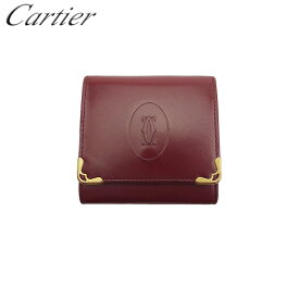 【中古】 カルティエ コインケース 小銭入れ レディース メンズ マストライン ボルドー ゴールド レザー Cartier C4560