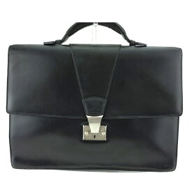 【クリスマスセール★22％OFFクーポン】カルティエ CARTIER ビジネスバッグ パシャ ブラック シルバー レザー メンズ 中古