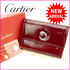 【春の大感謝祭 30％OFF】カルティエ 三つ折り財布 パンテール ボルドー Cartier 三つ折りサイフ サイフ 財布 折りタタミブランド 三つ折り財布財布 ユニセックス 小物 【カルティエ】 T15999 【中古】