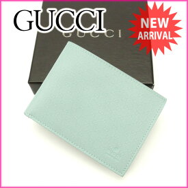 【スプリングセール30％OFF】グッチ GUCCI 二つ折り札入れ レディース ブルー 【グッチ】 T16312 【中古】