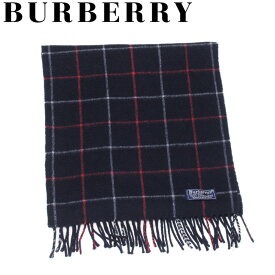 【スプリングセール】バーバリー マフラー フリンジ付き レディース メンズ チェック ネイビー レッド ホワイト 白 カシミア BURBERRY 【バーバリー】 T17203 A 【中古】