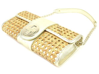 凯特黑桃kate spade挎包或者包一肩膀女士浅驼色×黄金皮革×筐子美品