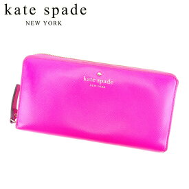 【春の大感謝祭 30％OFF】ケイト スペード 長財布 ラウンドファスナー 財布 スペードマーク ピンク ゴールド レザー kate spade 長サイフ サイフ 収納 ユニセックス 小物 【ケイト・スペード】 G1256 【中古】