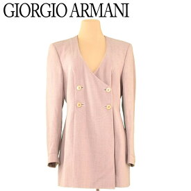 【春の大感謝祭 30％OFF】ジョルジオ アルマーニ GIORGIO ARMANI ジャケット ノーカラー レディース ♯42サイズ ベージュ ウール ナイロン 【ジョルジオ アルマーニ】 H626 【中古】