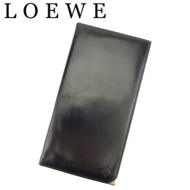 【スプリングセール】ロエベ LOEWE 長札入れ 札入れ メンズ ブラック シルバー レザー 【ロエベ】 C3318 【中古】