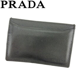 【スプリングセール】プラダ PRADA カードケース カード パスケース 名刺入れ レディース メンズ グレー 灰色 サフィアーノレザー 【プラダ】 D1869 【中古】