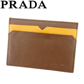 【スプリングセール30％OFF】プラダ カードケース カード パスケース 名刺入れ バイカラー ブラウン ベージュ サフィアーノレザー PRADA 【プラダ】 t8067s 【中古】