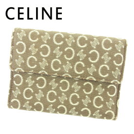 【楽天スーパーSALE】セリーヌ 三つ折り 財布 二つ折り 財布 Cブラゾン ベージュ ブラウン キャンバス×レザー CELINE 三つ折りサイフ サイフ 財布 折りタタミブランド 三つ折り財布財布 ユニセックス 小物 人気 男性 女性 【セリーヌ】 T6482 【中古】