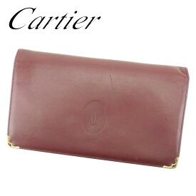 【春の大感謝祭 30％OFF】カルティエ ガマ口 財布 長財布 マストライン ボルドー レザー Cartier ガマ口 財布 サイフ コンパクトブランド財布 ユニセックス 小物 【カルティエ】 T6494 【中古】