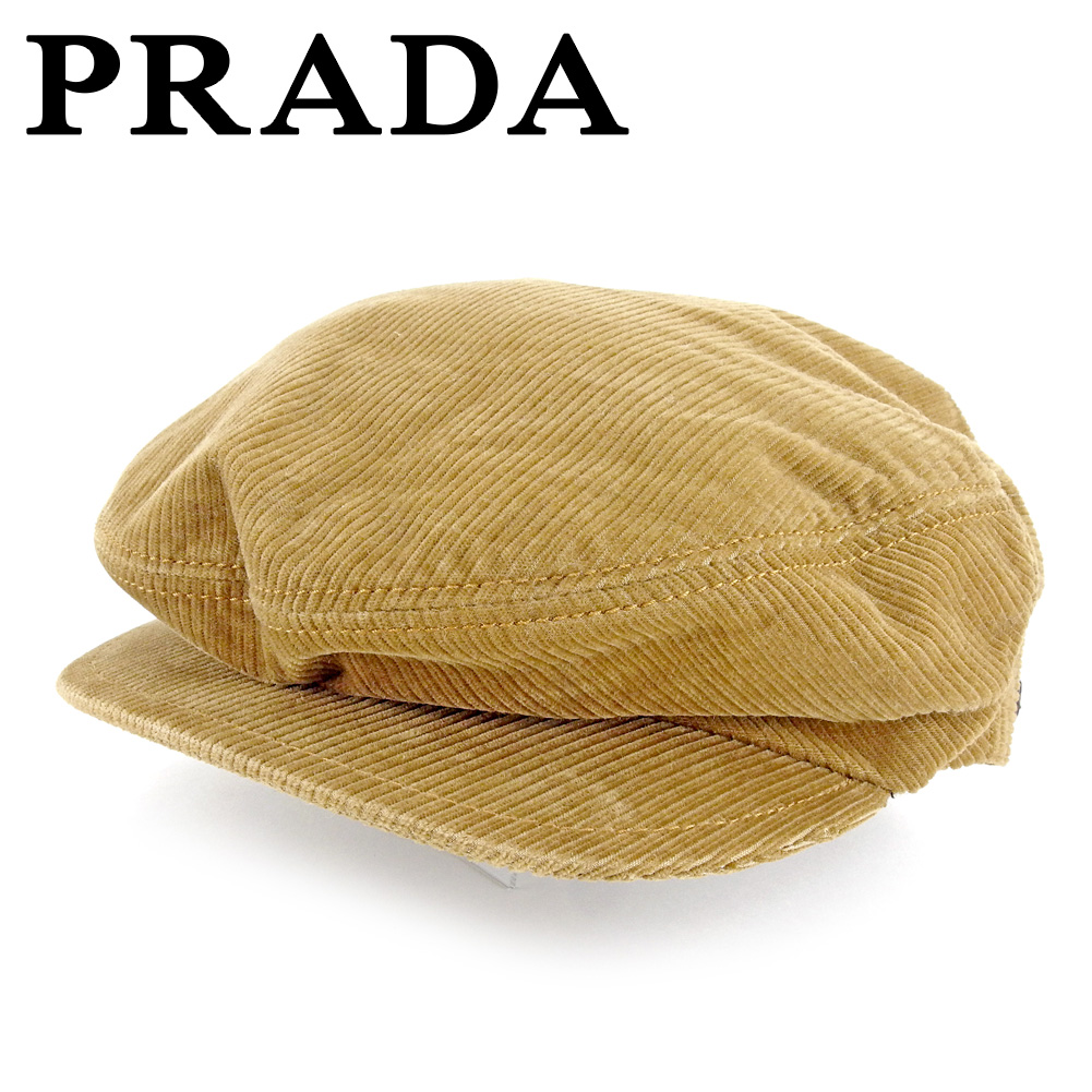 プラダ 帽子 ハンチング帽 ライトブラウン 綿 PRADA  t6620s 