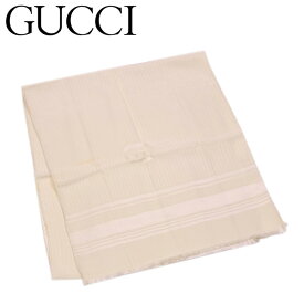 【スプリングセール】グッチ GUCCI ストール フリンジ付き レディース メンズ 可 ダブルGマーク ベージュ シルク 【グッチ】 T6440 【中古】