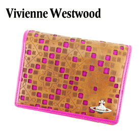 【楽天スーパーSALE】【中古】 ヴィヴィアン ウエストウッド 定期入れ パスケース オーブ ブラウン ピンク レザー Vivienne Westwood E16885