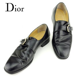 【スプリングセール30％OFF】ディオール シューズ 靴 ♯37 ビジネス モンクストラップ ブラック ゴールド レザー Dior MONSIEUR 【ディオール】 t6943s 【中古】