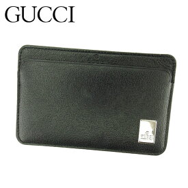 【楽天スーパーSALE】グッチ GUCCI カードケース カード パスケース メンズ ブラック シルバー レザー 【グッチ】 T7087 【中古】