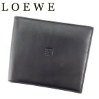 【春の大感謝祭 30％OFF】ロエベ LOEWE 二つ折り 札入れ メンズ ブラック ラムレザー 【ロエベ】 T7113 【中古】