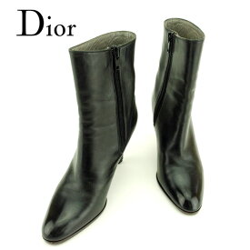 【スプリングセール30％OFF】ディオール Dior ブーツ シューズ 靴 レディース ♯4 CDマーク ブラック レザー 【ディオール】 T7136 【中古】