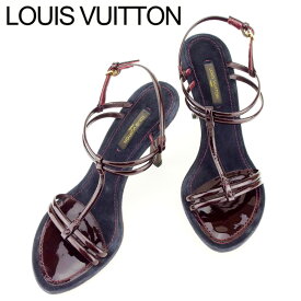 【冬のTHEセール 30%OFF】ルイ ヴィトン Louis Vuitton サンダル シューズ 靴 メンズ可 #37サイズ ブラウン ブラック エナメルレザー 【ルイ・ヴィトン】 T7184 【中古】