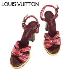 【楽天スーパーSALE】ルイ ヴィトン Louis Vuitton サンダル シューズ 靴 レディース #34ハーフ レッド スエード×レザー 【ルイ・ヴィトン】 T7622 【中古】