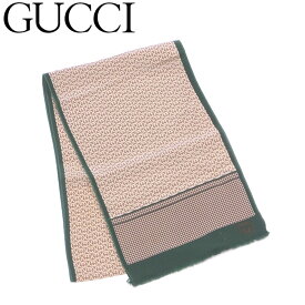 【スプリングセール30％OFF】グッチ GUCCI ストール フリンジ付き レディース メンズ 可 ベージュ ブラウン グリーン シルク100% 【グッチ】 T6917 【中古】