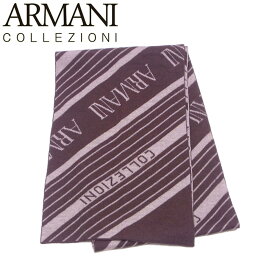 【春の大感謝祭 30％OFF】アルマーニ コレツィオーニ マフラー 斜メストライプ メンズ ロゴ ブラウン ベージュ ARMANI COLLEZIONI 【アルマーニ コレツィオーニ】 Q643 【中古】