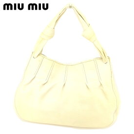 【春の大感謝祭 30％OFF】ミュウミュウ トートバッグ バック ワンショルダー ベージュ レザー miumiu 【ミュウミュウ】 t12613s 【中古】