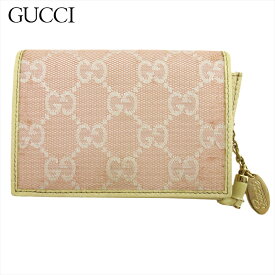 【楽天スーパーSALE 最大50％OFF】グッチ カードケース 名刺入れ GG柄 ピンク アイボリー キャンバス×レザー GUCCI c4352s 【中古】 ブランド ハイブランド ヴィンテージ 送料無料