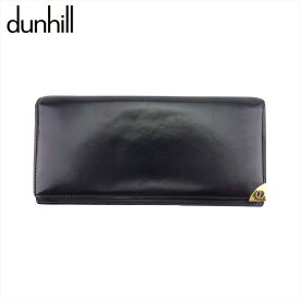 【楽天スーパーSALE】【中古】 ダンヒル 長札入れ 長財布 メンズ dプレート ブラック×ゴールド レザー dunhill F1898