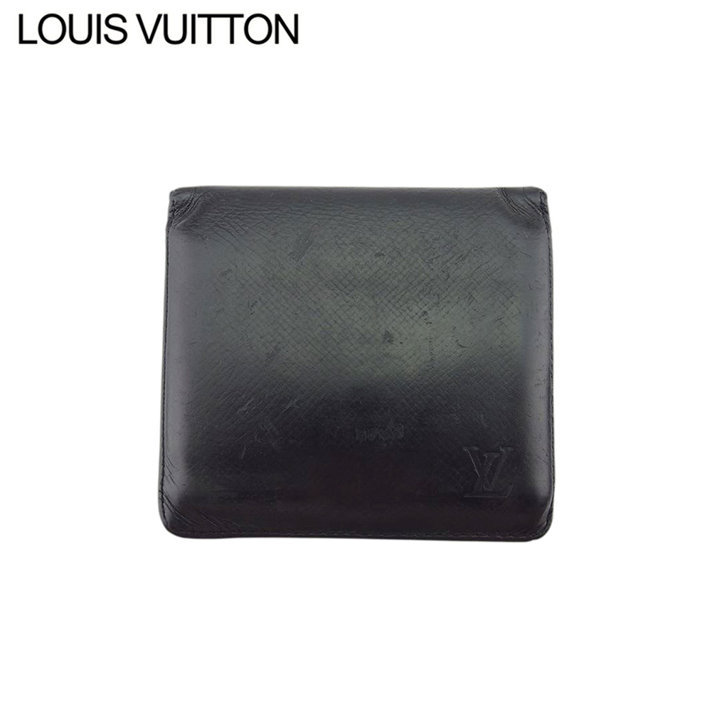  ルイ ヴィトン 二つ折り 財布 二つ折り 財布 メンズ可 ポルトビエ3カルトクレディ タイガ ブラック レザー LOUIS VUITTON T21889