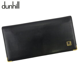 【スプリングセール30％OFF】ダンヒル 長財布 ファスナー付き 財布 メンズ ロゴプレート ブラック ゴールド レザー dunhill l3325s 【中古】