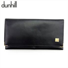 【スプリングセール30％OFF】ダンヒル 長財布 ファスナー付き 長財布 メンズ ブラック レザー×ゴールド素材 dunhill l3843s 【中古】