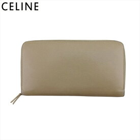 【冬のTHEセール 30%OFF】【中古】 セリーヌ 長財布 ラウンドファスナー レディース グレー 灰色 ベージュ レッド レザー CELINE T21187