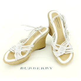 【スプリングセール】バーバリー BURBERRY サンダル #23 レディース ホワイト×ライトブラウン 【バーバリー】 A763 【中古】