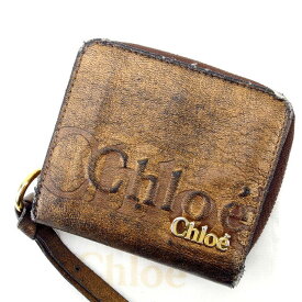 【スプリングセール】クロエ 二つ折り財布 ゴールド×ブラウン Chloe 二つ折りサイフ 財布 サイフ 収納 2つ折り財布 ユニセックス 小物 【クロエ】 F724 【中古】