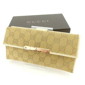 【スプリングセール30％OFF】グッチ 長財布 Wホック GGキャンバス ベージュ×ピンクゴールド系 キャンバス×レザー GUCCI 【グッチ】 p463s 【中古】