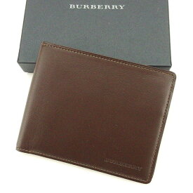 【春の大感謝祭 30％OFF】バーバリー BURBERRY 二つ折り札入れ 札入れ メンズ ブラウン レザー 【バーバリー】 T1670 【中古】