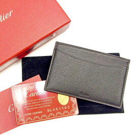 【冬のTHEセール 30%OFF】カルティエ Cartier カードケース カード パスケース メンズ可 ブラック系 レザー 【カルティエ】 T374 【中古】