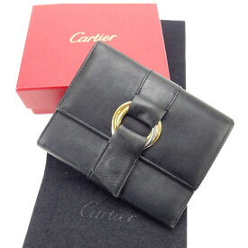 【楽天スーパーSALE】カルティエ 三つ折り財布 トリニティ ブラック Cartier 【カルティエ】 t10639s 【中古】