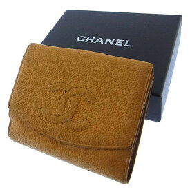 【スプリングセール30％OFF】シャネル Wホック財布 二つ折り ココマーク ライトブラウン CHANEL ホックサイフ ホック財布 財布 サイフ財布 ユニセックス 小物 【シャネル】 T11594 【中古】