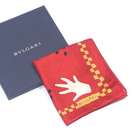 【冬のTHEセール 30%OFF】ブルガリ BVLGARI スカーフ 大判サイズ レディース レッド×ベージュ系 【ブルガリ】 T13792 【中古】