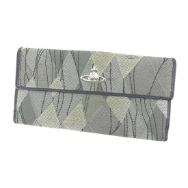 【ウィンターSALE★21％OFFクーポン】ヴィヴィアン ウエストウッド 長財布 Wホック オーブ グレー×ブラック×シルバー Vivienne Westwood 長サイフ サイフ 収納 ユニセックス 小物 【ヴィヴィアン・ウエストウッド】 T12225 【中古】 ブランド ハイブランド ヴィンテージ