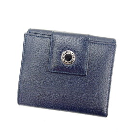 【お買い物マラソン★30％OFFクーポン】ブルガリ Wホック財布 ブランド財布 さいふ 二つ折り財布 ネイビー ブルガリ ブルガリ t12734 【中古】 ブランド ハイブランド ヴィンテージ 送料無料