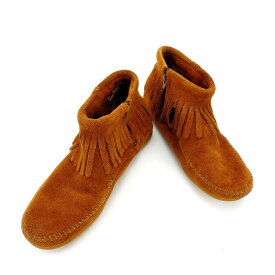 【春の大感謝祭 30％OFF】ミネトンカ ブーツ シューズ 靴 ♯6 アンクル コンチョ フェザー キャメル系 Minnetonka 【ミネトンカ】 t11274s 【中古】