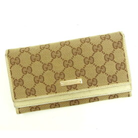 【楽天スーパーSALE】グッチ 長財布 二層式財布 GGキャンバス ベージュ×ホワイト キャンバス×レザー Gucci 長サイフ サイフ 収納ブランド財布 ユニセックス 小物 人気 贈り物 迅速発送 在庫処分 1点物 【グッチ】 T15189 【中古】