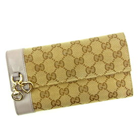 【冬のTHEセール 30%OFF】グッチ 長財布 ファスナー付き長財布 GGキャンバス パープル×ベージュ キャンバス×レザー Gucci 【グッチ】 t11198s 【中古】