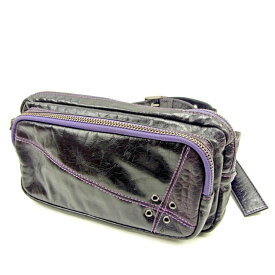 【ウィンターSALE★22％OFFクーポン】サマンサキングス ボディバッグ バック ウエストポーチ パープル×ブラック レザー Samantha Kingz バック コンパクト ハンズフリーバッグ バック 収納 【サマンサキングス】 T11633 【中古】 ブランド ハイブランド ヴィンテージ