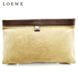 【冬のTHEセール 30%OFF】ロエベ クラッチバッグ バック ポーチ アナグラム ベージュ スエード×レザー LOEWE セカンドバッグ バック ファッション 収納バッグ バック 【ロエベ】 T10468 【中古】