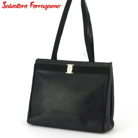 【Rakuten Fashion THE SALE★最大50％OFF】サルヴァトーレ フェラガモ トートバッグ バック トート ショルダーバッグ バック レディース メンズ ヴァラ ブラック ゴールド レザー Salvatore Ferragamo 【フェラガモ】 T16852 【中古】 ブランド ハイブランド ヴィンテージ