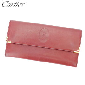 【春の大感謝祭 30％OFF】カルティエ 長財布 ガマ口 財布 マストライン ボルドー ゴールド レザー Cartier 長サイフ サイフ 収納ブランド財布 ユニセックス 小物 【カルティエ】 T17033 【中古】