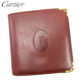 【春の大感謝祭 30％OFF】カルティエ 二つ折り 財布 財布 マストライン ボルドー レザー Cartier 【カルティエ】 t17254s 【中古】